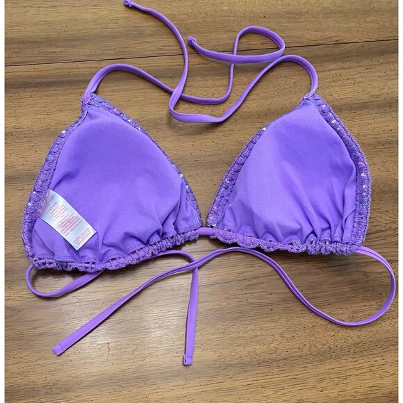 NoBo Crochet Rainbow Triangle String Bikini top Large (11/13) Festival Dopamine - Picture 5 of 5